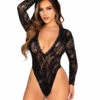 LA89342, Rhinestones Long Sleeves Bodysuit -Funky Lingerie Outlet 89342 001 001 59915.1733213972