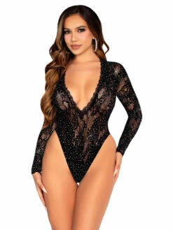 LA89342, Rhinestones Long Sleeves Bodysuit -Funky Lingerie Outlet 89342 003 001 89918.1733213956