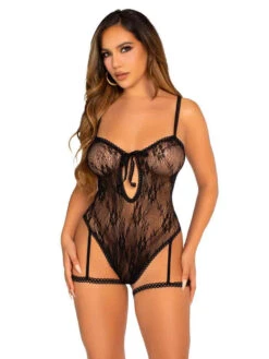 LA89345, Lace Garter Teddy