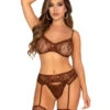 LA89348, Lace Bra Top, G-string And Garterbelt With Attached Stocking -Funky Lingerie Outlet 89348 001 406 54444.1742444467