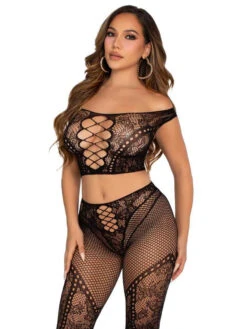 LA89353, Net And Lace Top And Tights