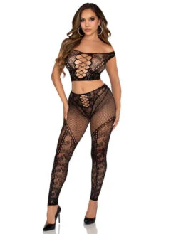 LA89353, Net And Lace Top And Tights -Funky Lingerie Outlet 89353 01 001 18863.1742448867