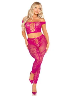 LA89353, Net And Lace Top And Tights -Funky Lingerie Outlet 89353 01 312 00113.1742448850