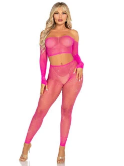 LA89354, Rhinestones Crop Top And Footless Tights -Funky Lingerie Outlet 89354 03 029 28072.1742447983