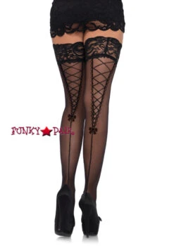 LA-9098, Lace Up Backseam Stockings