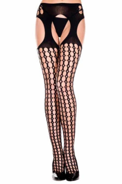 MUSIC LEGS ML-913, Round Holes Suspender Pantyhose