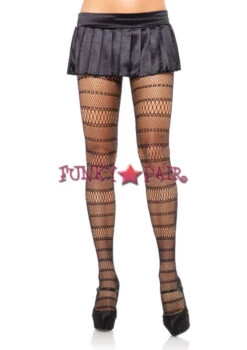 LA-9161, Fishnet PantyHose With Striped Net