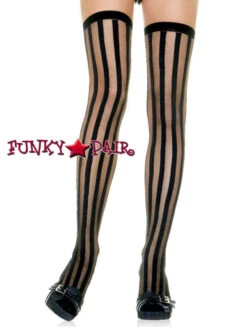 LEG AVENUE LA-9209, Sheer Vertical Stripes Stockings