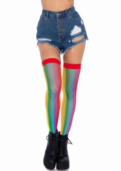 LA-9290, Rainbow Fishnet Thigh Highs By Leg Avenue