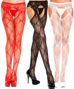 MUSIC LEGS ML-933, Bow Lace Suspender Pantyhose
