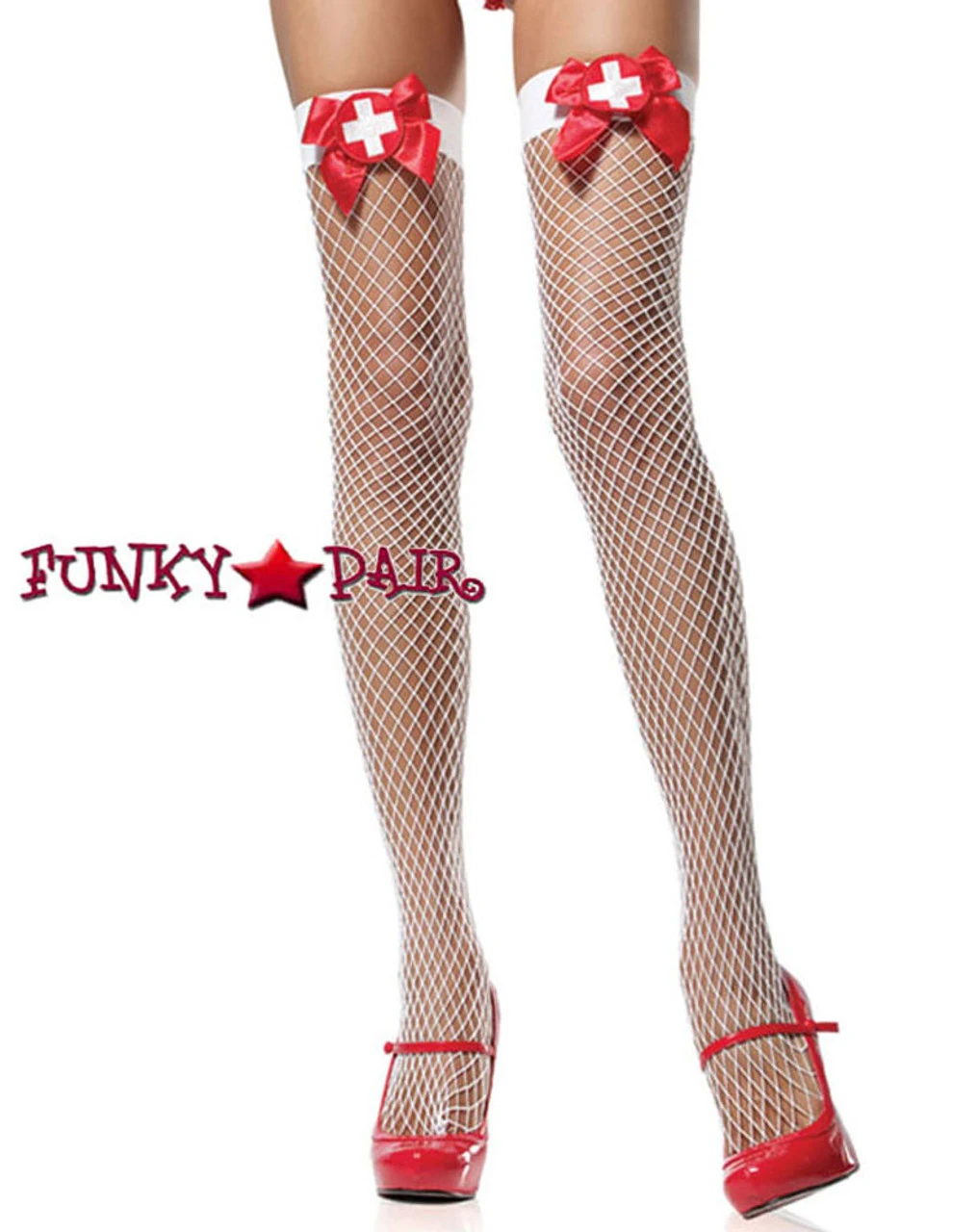 LA-9511, Stockings FishNet With Red Nurse Badge 3 LA-9511, Stockings FishNet With Red Nurse Badge