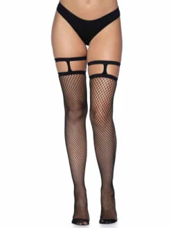 LA-9701, Fishnet Thigh High With Garter Top By Leg Avenue