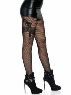 LA-9720, Gunslinger Garter Net Tights By Leg Avenue