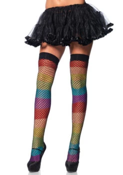 LA-9994, Rainbow Thigh Highs Fishnet