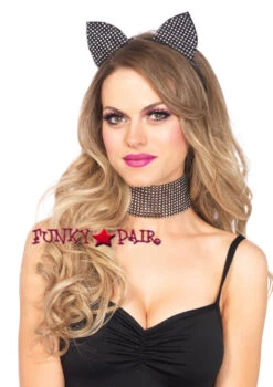 LEG AVENUE LA-2747, 2PC Rhinestone Cat Ear Headband