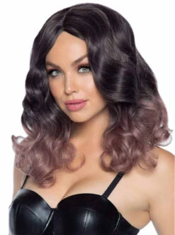 LEG AVENUE A2865, Curly Ombre Bob Wig -Funky Lingerie Outlet A2865 Mauve 70650.1663611102