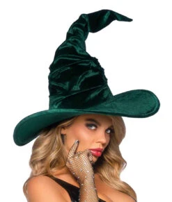 A2903, Velvet Ruched Witch Hat -Funky Lingerie Outlet A2903 Green 55768.1696524934