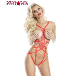 RaveWear | AB6062, Baroque Strappy Teddy Lingerie -Funky Lingerie Outlet AB6062RD whtbckgrd 24830.1586976676
