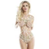 RaveWear | AB6090, Embroidery Cage Teddy Lingerie -Funky Lingerie Outlet AB6090WG 68623.1674847198