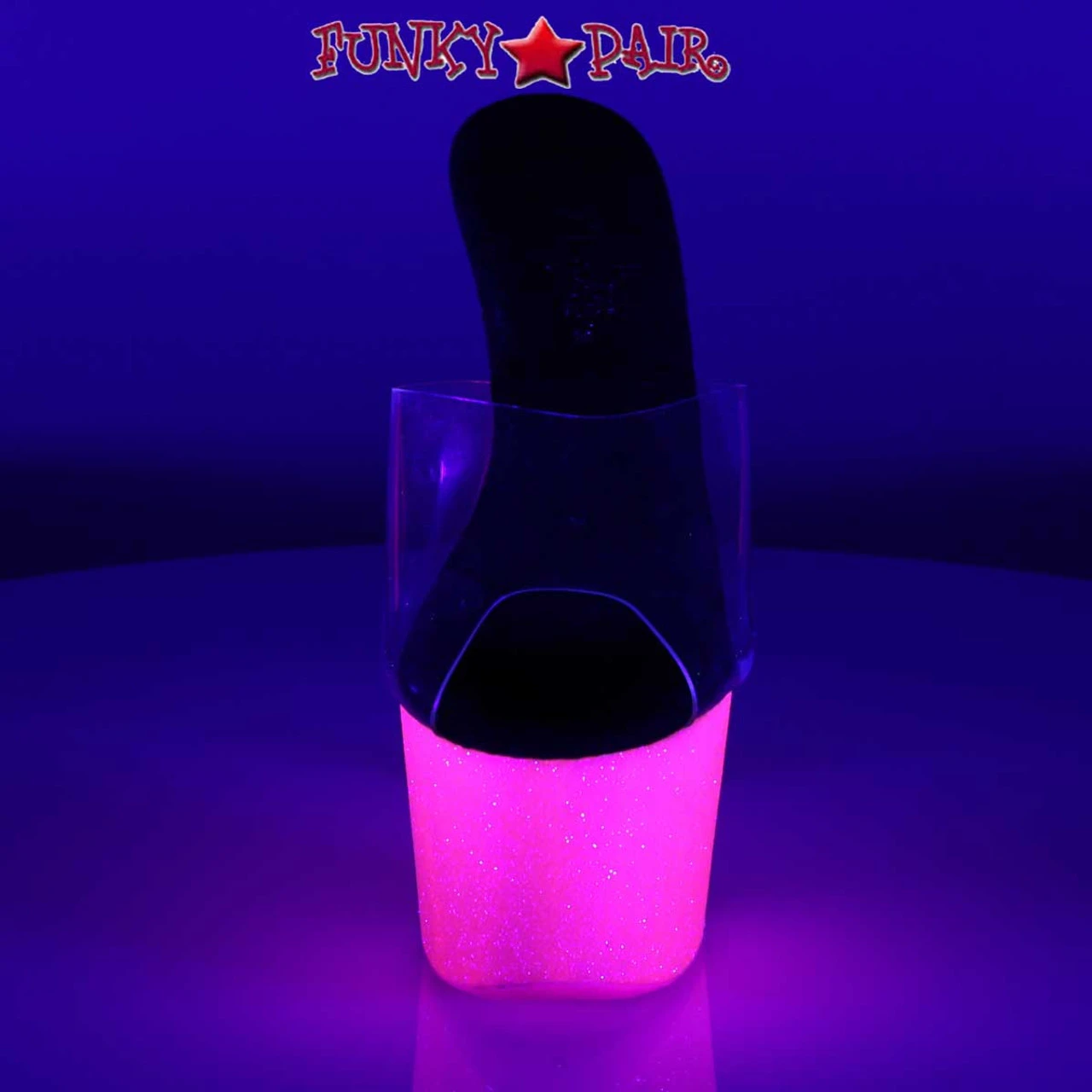 PLEASER Adore-701UVG, 7 Inch Neon UV Reactive Exotic Dancer Shoes 4 PLEASER Adore-701UVG, 7 Inch Neon UV Reactive Exotic Dancer Shoes - Image 2