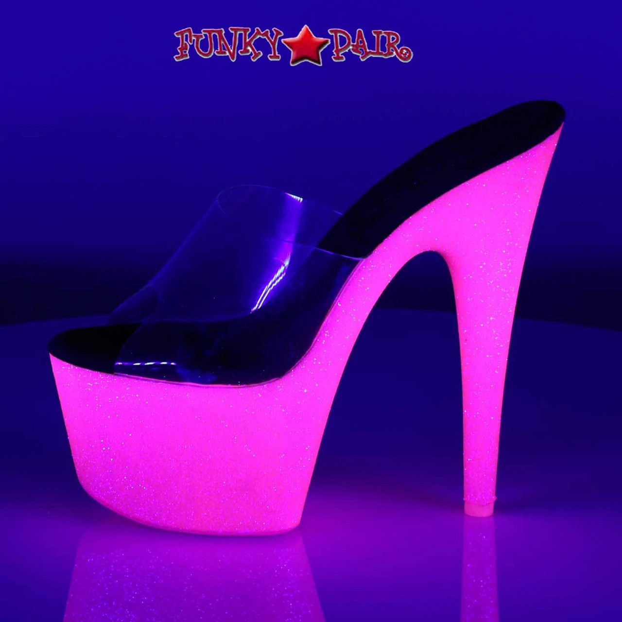 PLEASER Adore-701UVG, 7 Inch Neon UV Reactive Exotic Dancer Shoes 5 PLEASER Adore-701UVG, 7 Inch Neon UV Reactive Exotic Dancer Shoes - Image 3