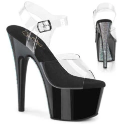 PLEASER ADORE-708CRS-2, 7 Inch Ankle Strap With Rhinestones