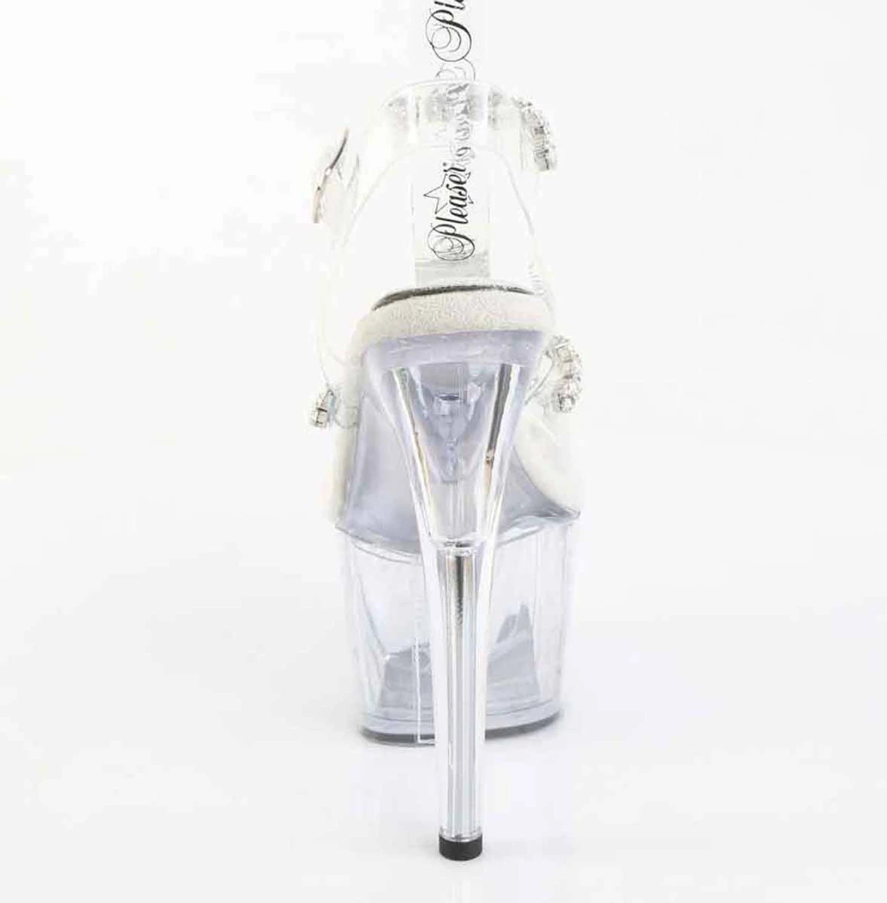 PLEASER ADORE-708PREM-STN, 7" Ankle Strap Sandal With Clear Soft Strap And Crystal Rhinestones 6 PLEASER ADORE-708PREM-STN, 7" Ankle Strap Sandal With Clear Soft Strap And Crystal Rhinestones - Image 4