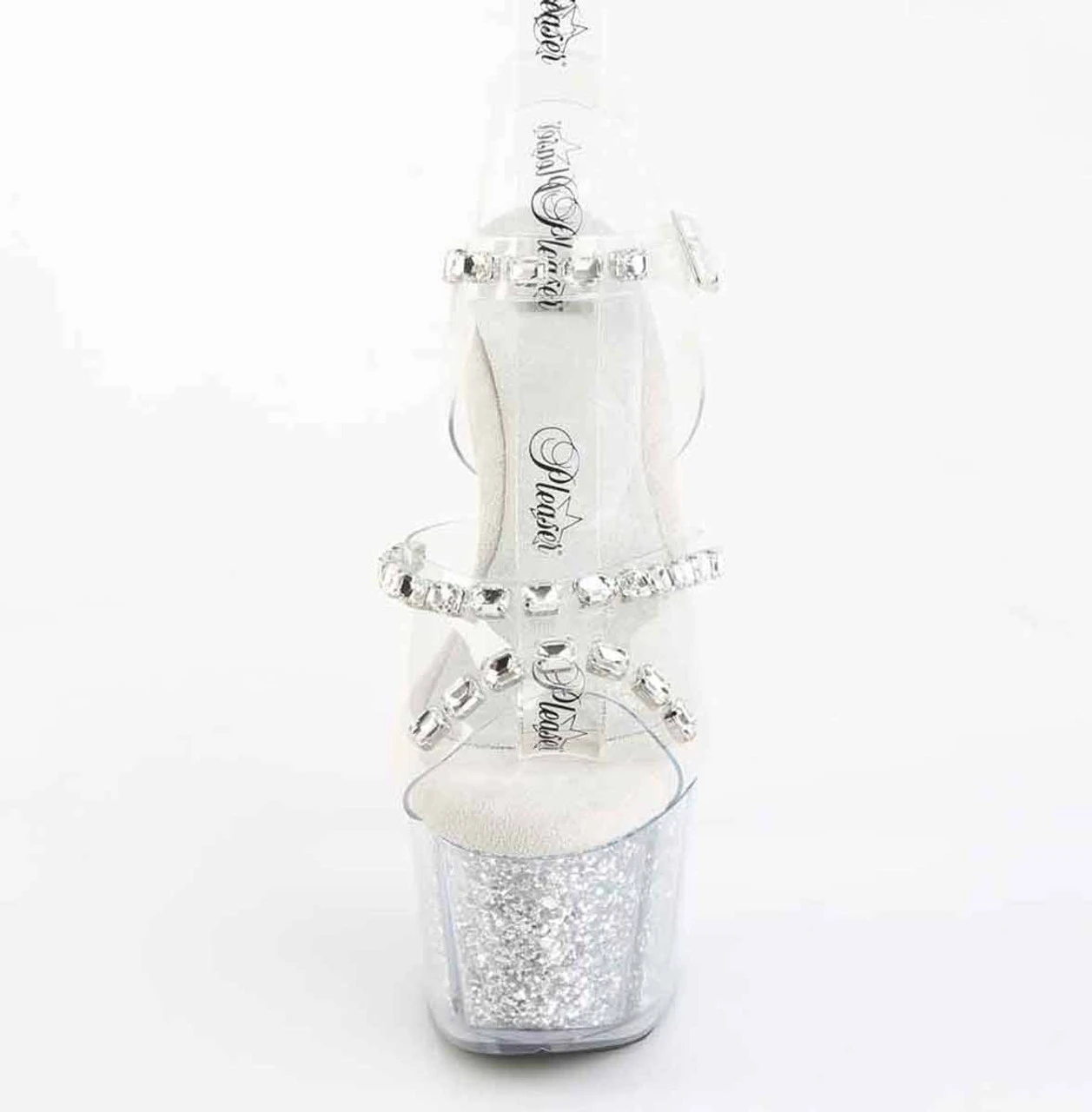 PLEASER ADORE-708PREM-STNG, 7" Ankle Strap Sandal With Crystal Rhinestones And Glitter Insert 5 PLEASER ADORE-708PREM-STNG, 7" Ankle Strap Sandal With Crystal Rhinestones And Glitter Insert - Image 3