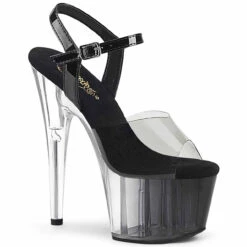 Pleaser | Adore-708T-1, 7" Black Ombre Platform Ankle Strap Sandal