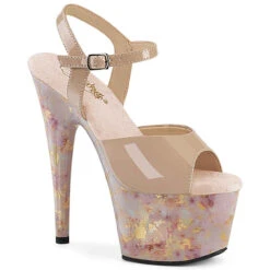 PLEASER ADORE-709MB, 7 Inch Ankle Strap With Marble Effect Print