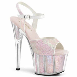 PLEASER Adore-710G, 7" Ankle Strap Glitter Platform Sandal CLEARANCE