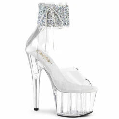 Pleaser | Adore-724RS-02, 7" Multi Rhinestones Ankle Cuff Platform Sandal