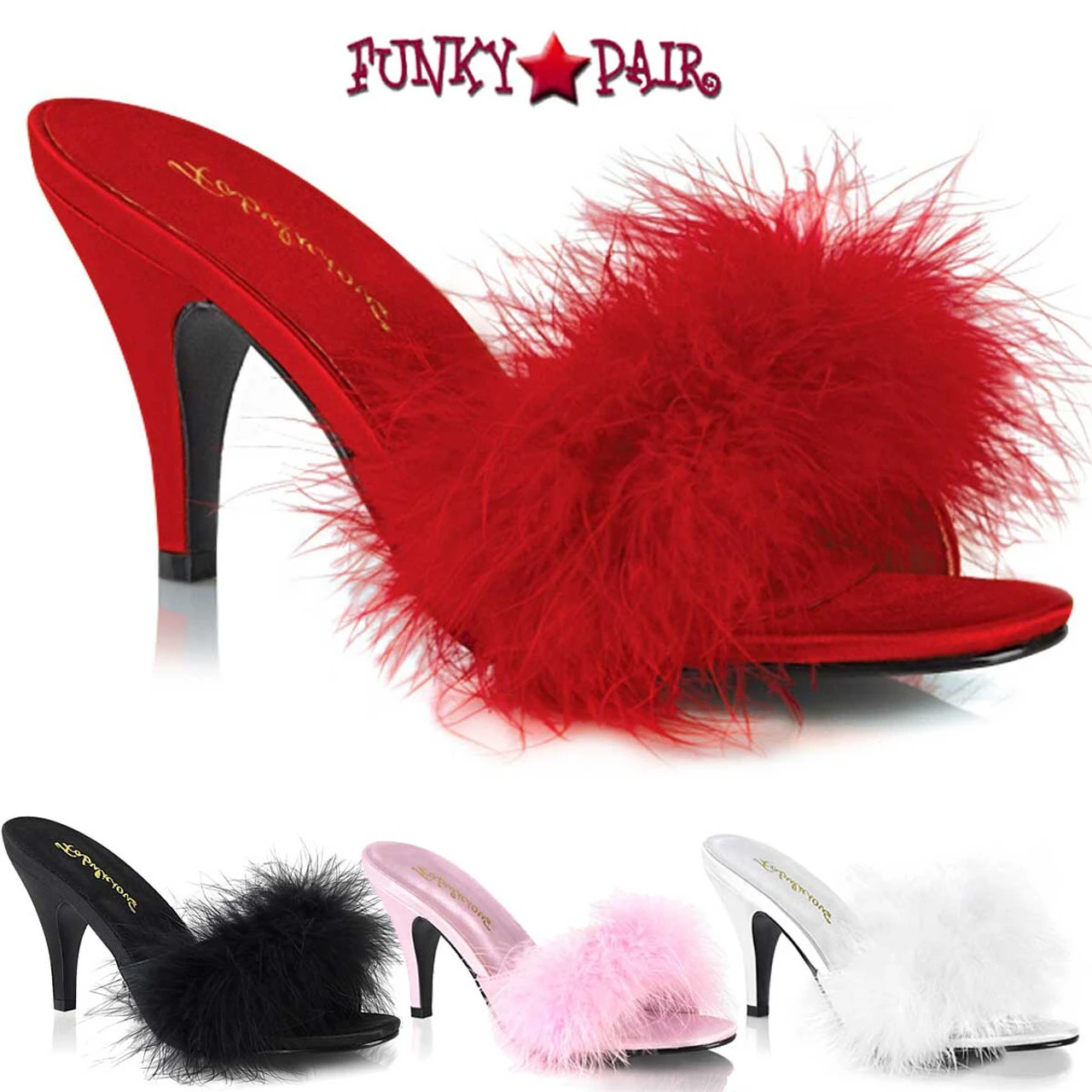 Amour-03, 3" Classic Marabou Slippers 4 Amour-03, 3" Classic Marabou Slippers - Image 2