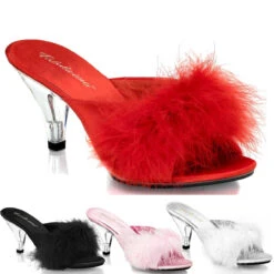BELLE-301F, 3" Lingerie Marabou Slipper