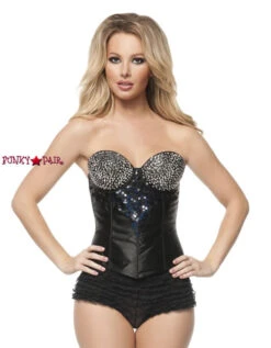 Black Corset With Silver Rhinestones