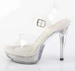 COCKTAIL-508SRSI, 5 Inch Heel Ankle Strap Sandal With Rhinestones Insert In Platform -Funky Lingerie Outlet COCKTAIL 508SRSI C C SRS05 08208.1744273369
