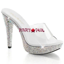Cocktail-501DM, 5" Clear Slide Shoes With Rhinestones Platform -Funky Lingerie Outlet Cocktail 501DM 78051.1565130034