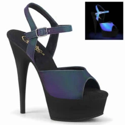 PLEASER DELIGHT-609REFL, 6" Reflective Ankle Strap Sandal CLEARANCE