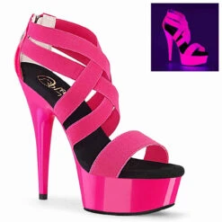 PLEASER DELIGHT-669UV, Criss Cross Sandal With UV Reactive Platform