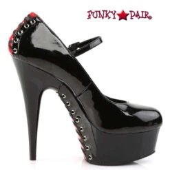 Pleaser Delight-687FH, 6 Inch Fetish Mary Jane Pump With Corset Style -Funky Lingerie Outlet DELIGHT 687FH BR B13 76210.1568155208