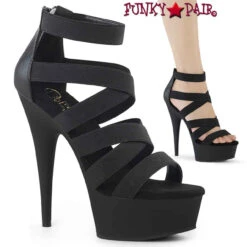 Pleaser | Delight-659, 6 Inch Heel Sandal Elastic Straps W/Back Zip -Funky Lingerie Outlet Delight 659 FP 76860.1683168222