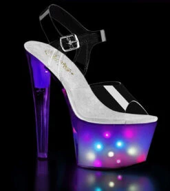 Discolite-708, Multi Color Disco Lightning On Platform Sandal By Pleaser