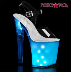 Pleaser Discolite-808, Ankle Strap Sandal With Multi Color Disco Lite -Funky Lingerie Outlet Discolite 808 38664.1588642149