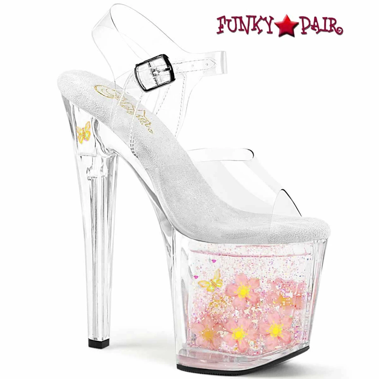 PLEASER Enchant-708Aqua-01, Ankle Strap Sandal With Flowing Flowers 4 PLEASER Enchant-708Aqua-01, Ankle Strap Sandal With Flowing Flowers - Image 2