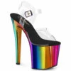 PLEASER ENCHANT-708RC, Rainbow Platform Ankle Strap Sandal CLEARANCE