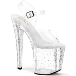 PLEASER ENCHANT-708RS-01, 8 Inch Platform Sandal With Rhinestones