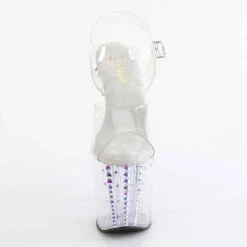 PLEASER ENCHANT-708RS-02, 8 Inch Platform Sandal With AB Rhinestone Cone Studs -Funky Lingerie Outlet ENCHANT 708RS 02 C C ABRS01 88143.1703273397