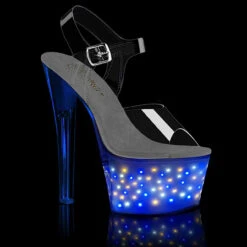 Exotic Dancer Shoes With Star Light-Up Sound Activate Echolite-708 By Pleaser