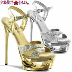 Pleaser | Eclipse-619G, 5.5 Inch Stiletto Heel Platform Glitter Sandal -Funky Lingerie Outlet Eclipse 619G 64835.1683170724