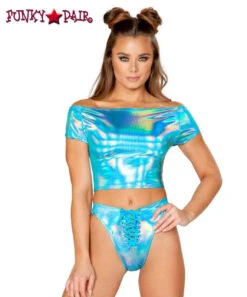 JV-FF116, Off The Shoulder Crop Top -Funky Lingerie Outlet FF116 FF120 TRQ FT 23330.1532718765.1200 14781.1594854436